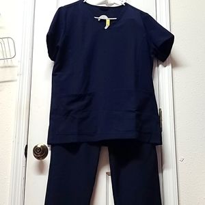 Scrubs set Noflik Women's XL Anti-Wrinkle Soft Stretch V Neck Navy Blue FIGS st
